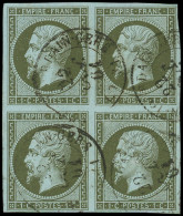 EMPIRE NON DENTELE - 11    1c. Vert-olive, BLOC De 4 Obl. Càd T15 L'ISLE-EN-JOURDAIN-GERS 22/10/61, TB - 1853-1860 Napoléon III