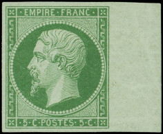 * EMPIRE NON DENTELE - 12b   5c. Vert Foncé, BORD De FEUILLE, Inf. Ch., TTB, Certif. JF Brun - 1853-1860 Napoleone III