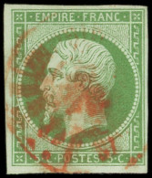 EMPIRE NON DENTELE - 12    5c. Vert, Obl. Càd ROUGE Des Imprimés, TB - 1853-1860 Napoleon III