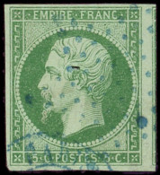 EMPIRE NON DENTELE - 12    5c. Vert, Voisin à Droite, Obl. ETOILE BLEUE, TTB/Superbe. C - 1853-1860 Napoléon III