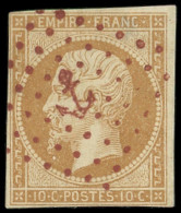 EMPIRE NON DENTELE - 13B  10c. Brun Clair, T II, Obl. ANCRE ROUGE, Petit Clair, R, Aspect TB - 1853-1860 Napoleone III