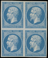 * EMPIRE NON DENTELE - 14A  20c. Bleu, T I, BLOC De 4, Très Frais, TB - 1853-1860 Napoléon III