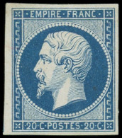 (*) EMPIRE NON DENTELE - 14Aa 20c. Bleu Foncé, T I, TB. J - 1853-1860 Napoleon III