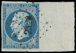 EMPIRE NON DENTELE - 14A  20c. Bleu, T I, Grand BORD De FEUILLE, Obl. PC 2320, Superbe - 1853-1860 Napoléon III