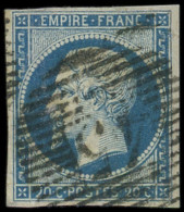 EMPIRE NON DENTELE - 14Aa 20c. Bleu Foncé, T I, Obl. GC 45 De BRUXELLES, RR, TB - 1853-1860 Napoléon III