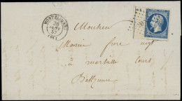 Let EMPIRE NON DENTELE - L14Ai 20c. Bleu Foncé, Bdf Avec FILET D'ENCADREMENT, Obl. PC 2079 S. LAC, Càd T15 MONTELIMART 2 - 1849-1876: Période Classique