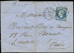 Let EMPIRE NON DENTELE - 14B  20c. Bleu, T II, Obl. Càd T15 LA FERTE MILON 26/8/62 S. LAC, TTB - 1849-1876: Classic Period