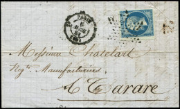 Let EMPIRE NON DENTELE - 14Ba 20c. Bleu Sur VERT, T II, Obl. ETOILE S. LAC, Càd 3e PARIS (60) 6/4/61, TB - 1849-1876: Periodo Clásico