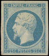 * EMPIRE NON DENTELE - 15a  25c. Bleu Laiteux, Très Belles Marges, TB. C - 1853-1860 Napoléon III.