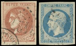 EMPIRE NON DENTELE - 15   25c. Bleu, Obl. ETOILE, Frappe Légère Et N°40B 2c. Brun-rouge R II, Obl. Càd, TB/TTB - 1853-1860 Napoléon III.