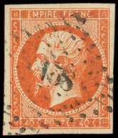 EMPIRE NON DENTELE - 16   40c. Orange, Nuance Extrême "coquelicot" Obl. PC 158, Ex. Vente Sper/Dilleman 1931, TB - 1853-1860 Napoléon III