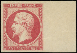 ** EMPIRE NON DENTELE - 17B  80c. Rose, Grand BORD De FEUILLE, Fraîcheur Postale, Superbe - 1853-1860 Napoléon III.