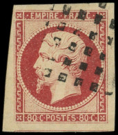 EMPIRE NON DENTELE - 17A  80c. Carmin, Obl. GROS POINTS, Marges énormes Avec Un Voisin, Superbe - 1853-1860 Napoléon III