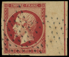 EMPIRE NON DENTELE - L17Ag 80c. Carmin Rose, REIMPRESSION, Bdf, FILET D'ENCADREMENT, Obl. ETOILE, Superbe. C - 1853-1860 Napoleon III