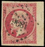 EMPIRE NON DENTELE - 17B  80c. Rose, Petit Bdf, Obl. PC 1896, TTB/Superbe - 1853-1860 Napoleon III