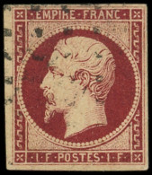 EMPIRE NON DENTELE - 18a   1f. Carmin Foncé, Obl. Légère, Jolie Nuance, TB. C Et J - 1853-1860 Napoléon III.