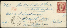 Let EMPIRE NON DENTELE - 18    1f. Carmin, Marge Fine à Droite (filet Intact) Obl. PC 601 S. Env. Avec Sa Lettre, Càd T1 - 1849-1876: Période Classique