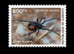 DJIBOUTI 2023 STAMP 1V - POISONOUS TOXIC VENOMOUS SPECIES - BLACK WIDOW VEUVE NOIRE ARAIGNEES SPIDER SPIDERS - MNH - Spiders