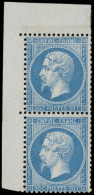 ** EMPIRE DENTELE - 22   20c. Bleu, PAIRE Verticale, Cdf, Frais Et TTB - 1862 Napoléon III.