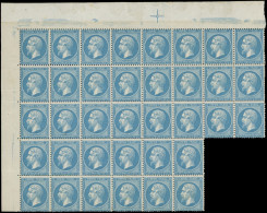 * EMPIRE DENTELE - 22   20c. Bleu, BLOC De 36 Cdf Avec CROIX De REPERE, 14 Ex. Avec Pli Horizontal, 8 Ex. Sont ** Dont C - 1862 Napoléon III.