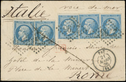 Let EMPIRE DENTELE - 22   20c. Bleu, 5 Ex. Obl. GC 2795 S. Env., Càd T15 PAU 21/3/56, Arr. ROMA, TTB - 1849-1876: Période Classique