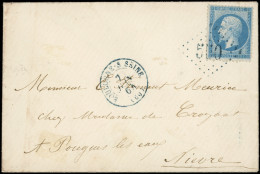 Let EMPIRE DENTELE - 22   20c. Bleu, Obl. GC 550 S. Env., Càd T15 BOULOGNE-S-SEINE 7/6/64, Le Tout En BLEU, TB - 1849-1876: Classic Period