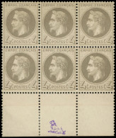 * EMPIRE LAURE - 27Ba  4c. Gris Foncé, T II, BLOC De 6 Bdf, 1 Ex. **, TTB - 1863-1870 Napoleon III With Laurels