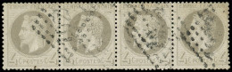 EMPIRE LAURE - 27A   4c. Gris, T I, BANDE De 4 Obl. GC, TB - 1863-1870 Napoléon III Lauré
