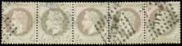 EMPIRE LAURE - 27B   4c. Gris Clair T II, BANDE De 5 Obl. Amb. P.LIL, TB - 1863-1870 Napoleone III Con Gli Allori