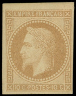 * EMPIRE LAURE - 28B  10c. Bistre, T II, NON DENTELE, Forte Ch., TB, Cote Maury - 1863-1870 Napoleon III With Laurels