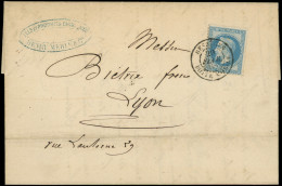 Let EMPIRE LAURE - 29A  20c. Bleu Obl. Càd BESSEGES BOITE MOBILE 20/2/68 S. LAC D'Alais à Lyon, TTB - 1849-1876: Période Classique