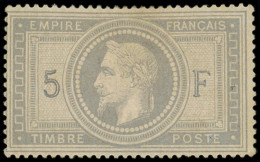 * EMPIRE LAURE - 33    5f. Violet-gris, Forte Ch. Et Trou D'épingle, B/TB. Br - 1863-1870 Napoléon III Con Laureles