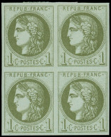 ** EMISSION DE BORDEAUX - 39B   1c. Olive, R II, BLOC De 4, TTB - 1870 Ausgabe Bordeaux