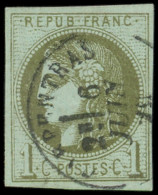 EMISSION DE BORDEAUX - 39B   1c. Olive, R II, Obl. Càd T16 CARPENTRAS 6/6/7( ), TB - 1870 Ausgabe Bordeaux