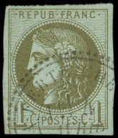 EMISSION DE BORDEAUX - 39C   1c. Olive, R III, Obl. Càd T24 LA FERTE-CHE(  ) 4/4/(71), TTB. Br - 1870 Ausgabe Bordeaux