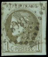 EMISSION DE BORDEAUX - 39C   1c. Olive, R III, Voisin à Droite, Obl. PC Du GC 13( )8, TTB. C - 1870 Emisión De Bordeaux