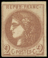 * EMISSION DE BORDEAUX - 40Ac  2c. Chocolat FONCE, R I, Inf. Ch. Quasi Invisible, TB. C - 1870 Bordeaux Printing