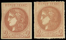 * EMISSION DE BORDEAUX - 40B   2c. Brun-rouge, R II, 2 Ex. Dont Un Percé En Lignes, TB - 1870 Ausgabe Bordeaux