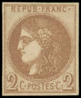 (*) EMISSION DE BORDEAUX - 40A   2c. Chocolat Clair, R I Petit Pelurage, Aspect TB - 1870 Emisión De Bordeaux