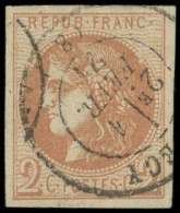 EMISSION DE BORDEAUX - 40B   2c. Brun-rouge, R II, Obl. Càd T17 Du 1/2/71, Frappe Légère, TTB - 1870 Emisión De Bordeaux