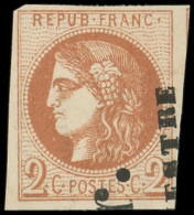 EMISSION DE BORDEAUX - 40B   2c. Brun-rouge, R II, Obl. TYPO, Effigie Dégagée, TTB. J - 1870 Emissione Di Bordeaux