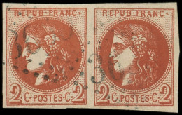 EMISSION DE BORDEAUX - 40Ba  2c. ROUGE-BRIQUE, PAIRE Obl. GC, Nuance Vive, TTB - 1870 Emission De Bordeaux