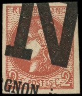EMISSION DE BORDEAUX - 40Bf  2c. ROUGE-BRIQUE FONCE, R II, Obl. TYPO, Pelurage, Aspect Superbe - 1870 Ausgabe Bordeaux