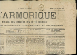 Let CERES DENTELE - 52    4c. Gris, Obl. Càd T18 ST BRIEUC 22/10/75 S. Journal L'ARMORIQUE, TB - 1849-1876: Classic Period
