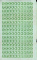 (*) CERES DENTELE - 53d   5c. Vert Jaune Sur Azuré, NON DENTELE, FEUILLE De 150 Avec Amorce De La Feuille De Droite (ex. - 1871-1875 Cérès
