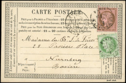 Let CERES DENTELE - 53 Et 54, 5c. Et 10c. Obl. Càd Pl. De La Bourse 26/6/76 S. CP, Arr. NURNBERG 27/6, TTB - 1849-1876: Classic Period