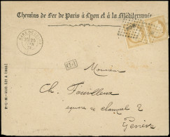 Let CERES DENTELE - 59   15c. Bistre, PAIRE Obl. Amb. M-CM S. Env., Càd GARE De CULOZ 25/2/73, Arr. GENEVE AMBULANT 25/2 - 1849-1876: Classic Period
