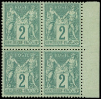 ** TYPE SAGE - 74    2c. Vert, BLOC De 4 Bdf, Très Bon Centrage, TB - 1876-1898 Sage (Type II)