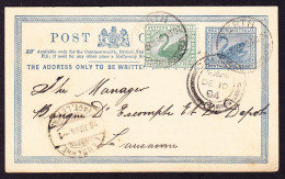 1904 Ganzsachen Karte, Bank Of Australia" Mit Zusatzfrankatur "Schwan". Aus Perth Nach Lausanne - Lettres & Documents