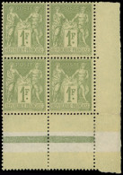 ** TYPE SAGE - 82    1f. Olive Clair, BLOC De 4 Cdf, TTB - 1876-1898 Sage (Tipo II)